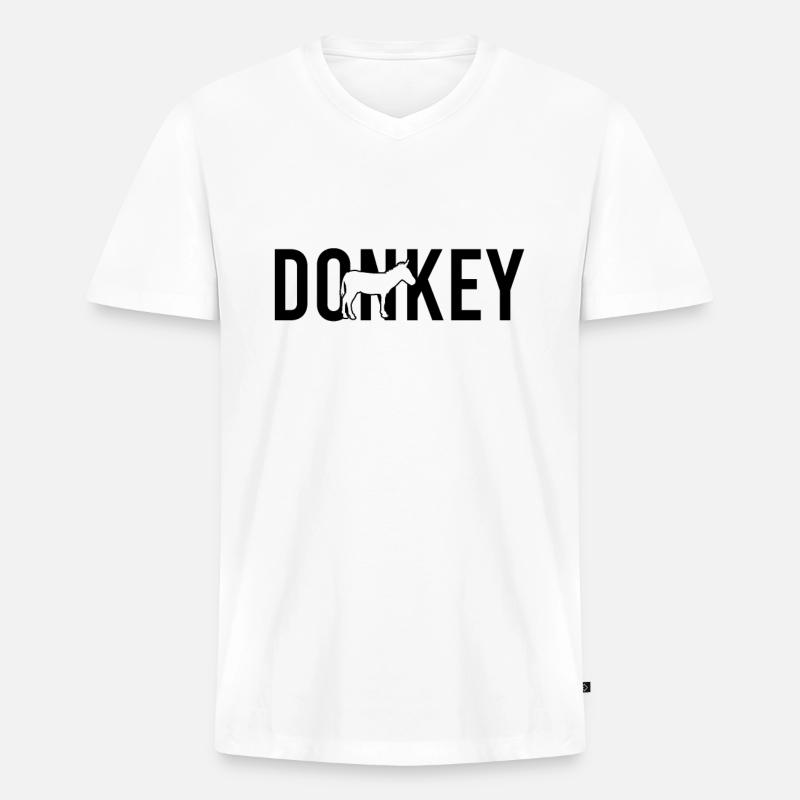 Esel donkey - Männer Premium Bio T-Shirt mit V-Ausschnitt - Weiß