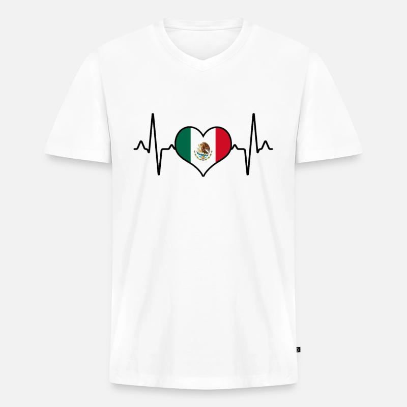 Mexiko Mexico Herzschlag - Männer Premium Bio T-Shirt mit V-Ausschnitt - Weiß