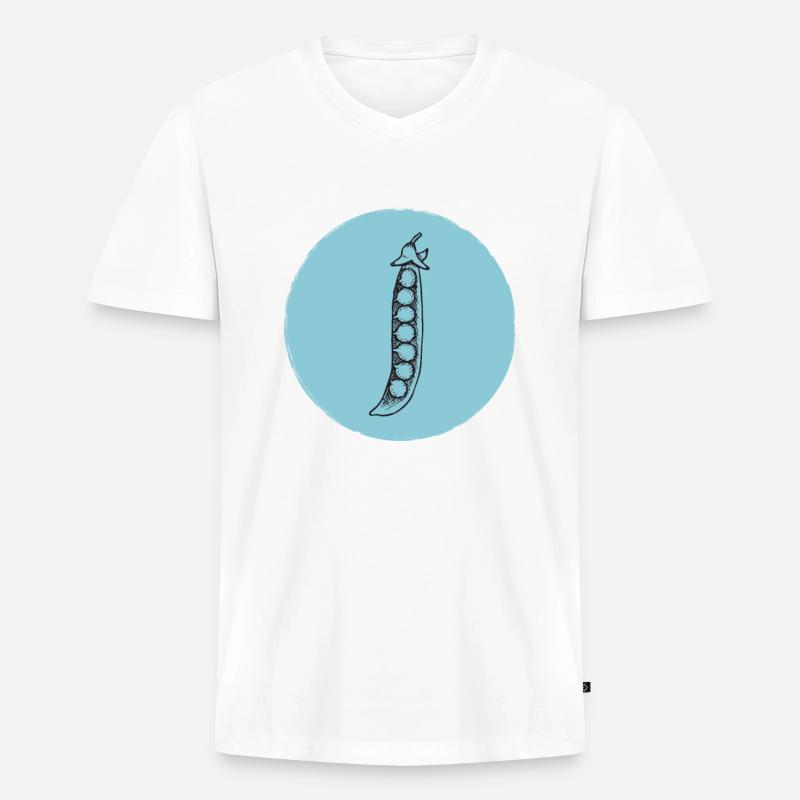 Erbsen - Männer Premium Bio T-Shirt mit V-Ausschnitt - Weiß