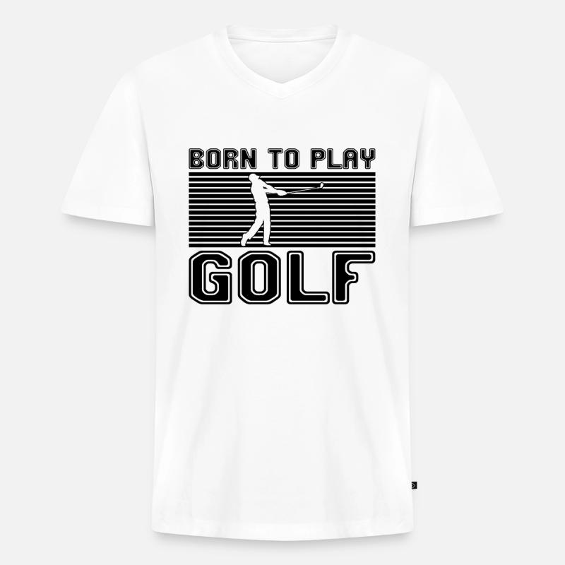 Golf - Männer Premium Bio T-Shirt mit V-Ausschnitt - Weiß