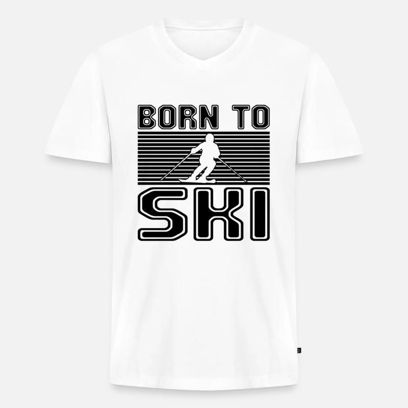 Ski - Männer Premium Bio T-Shirt mit V-Ausschnitt - Weiß