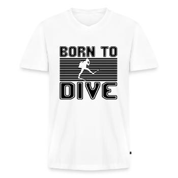 Plonger - T-shirt encolure en V Premium bio Homme - blanc - Devant - Nico (187cm)