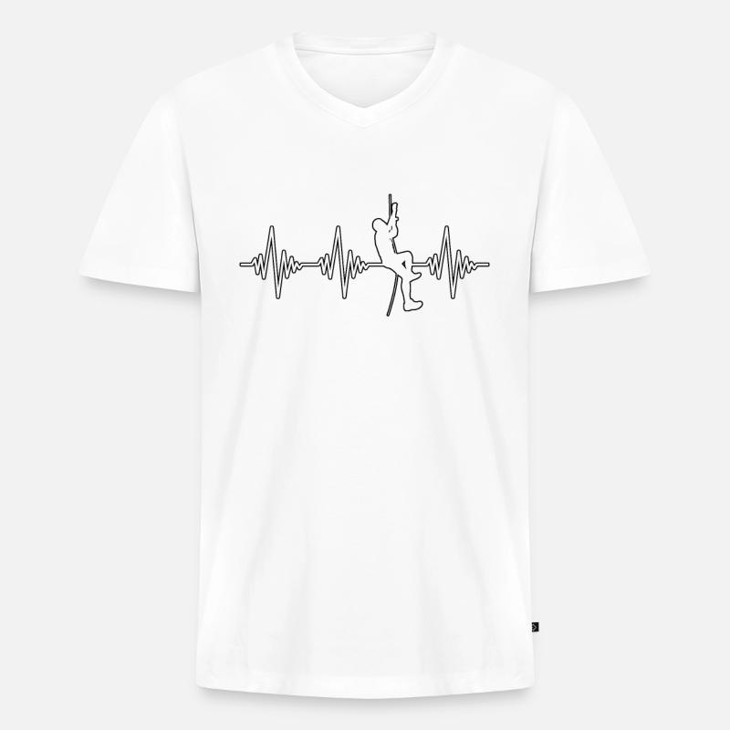 Klettern Herzschlag - Männer Premium Bio T-Shirt mit V-Ausschnitt - Weiß