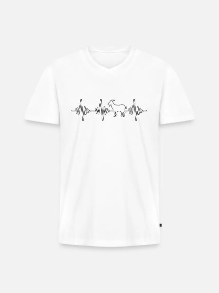 Ziege Herzschlag - Männer Premium Bio T-Shirt mit V-Ausschnitt - Weiß