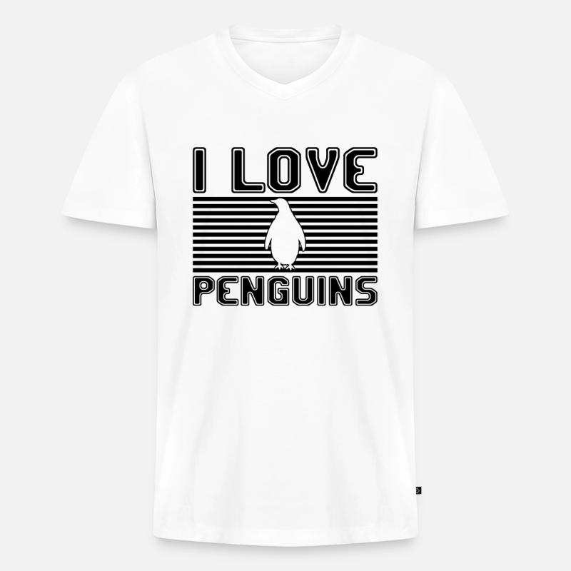 I love penguins - Männer Premium Bio T-Shirt mit V-Ausschnitt - Weiß