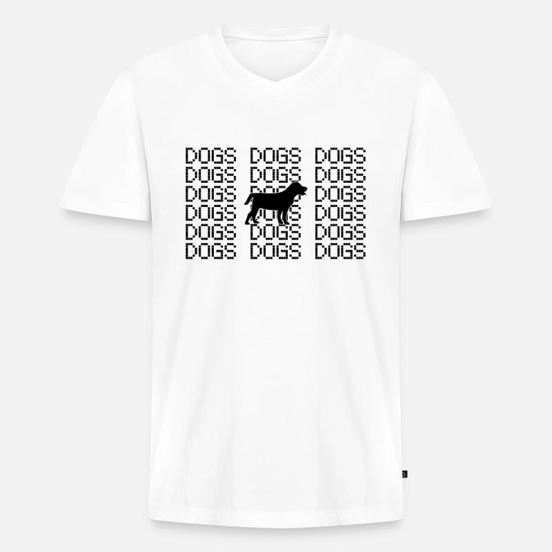 Hunde - Männer Premium Bio T-Shirt mit V-Ausschnitt - Weiß