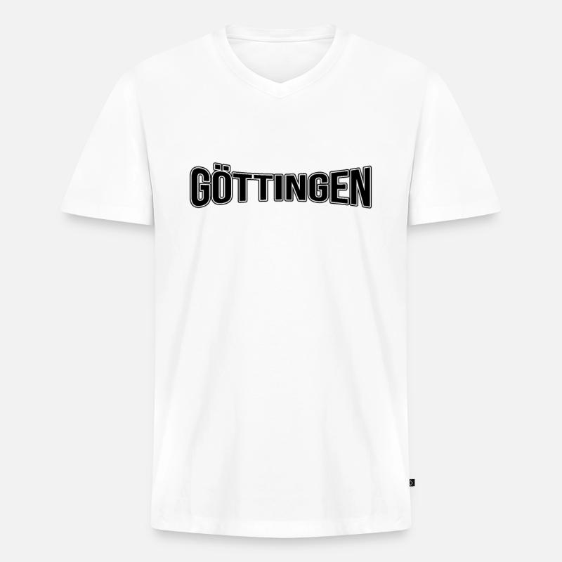Göttingen - Männer Premium Bio T-Shirt mit V-Ausschnitt - Weiß