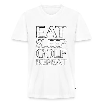 Manger Sleep Golf - T-shirt encolure en V Premium bio Homme - blanc - Devant - Nico (187cm)
