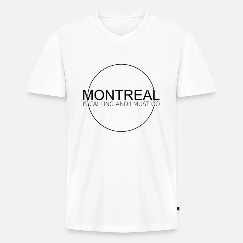 Montreal Spruch - Männer Premium Bio T-Shirt mit V-Ausschnitt - Weiß