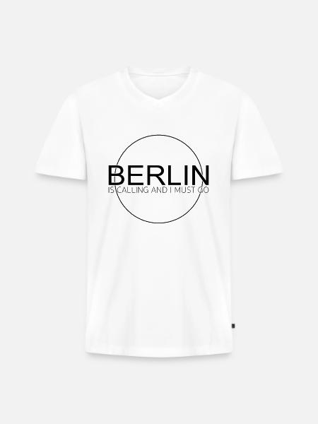 Berlin Spruch - Männer Premium Bio T-Shirt mit V-Ausschnitt - Weiß