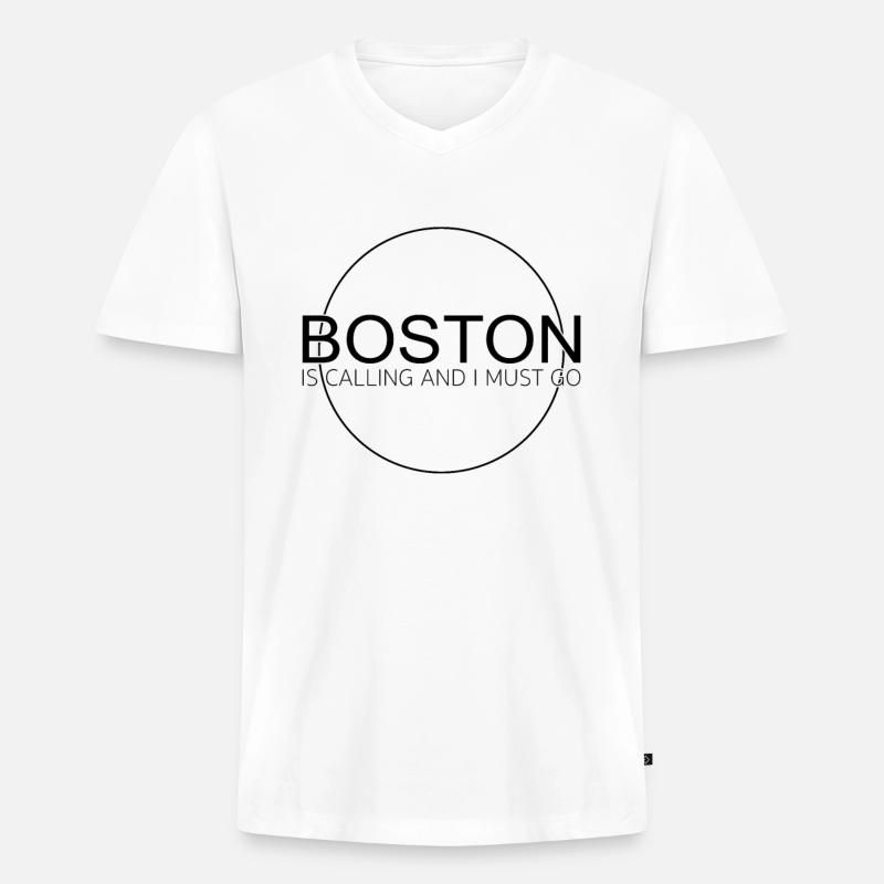 Boston Spruch - Männer Premium Bio T-Shirt mit V-Ausschnitt - Weiß