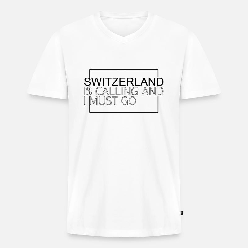 Schweiz Spruch - Männer Premium Bio T-Shirt mit V-Ausschnitt - Weiß