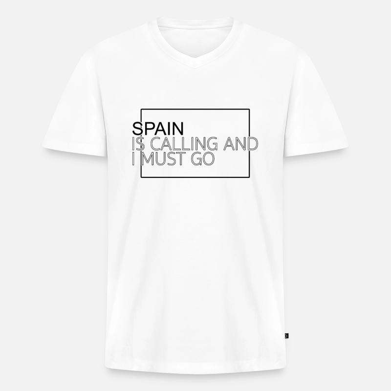 Spanien Spruch - Männer Premium Bio T-Shirt mit V-Ausschnitt - Weiß