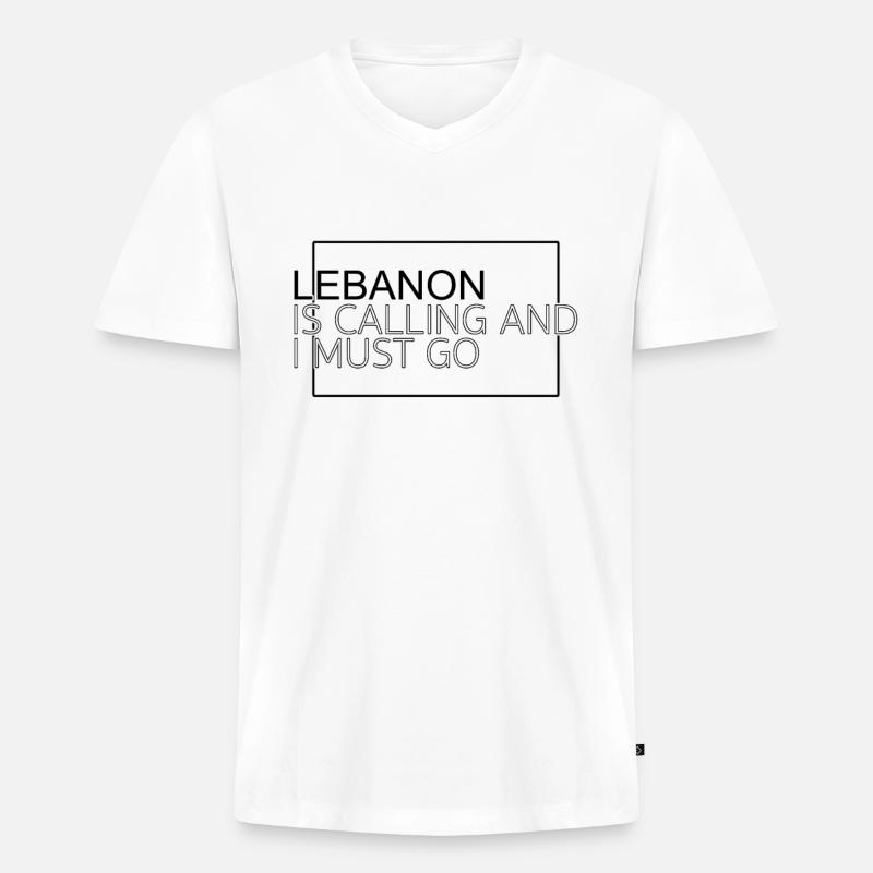 Libanon Spruch - Männer Premium Bio T-Shirt mit V-Ausschnitt - Weiß