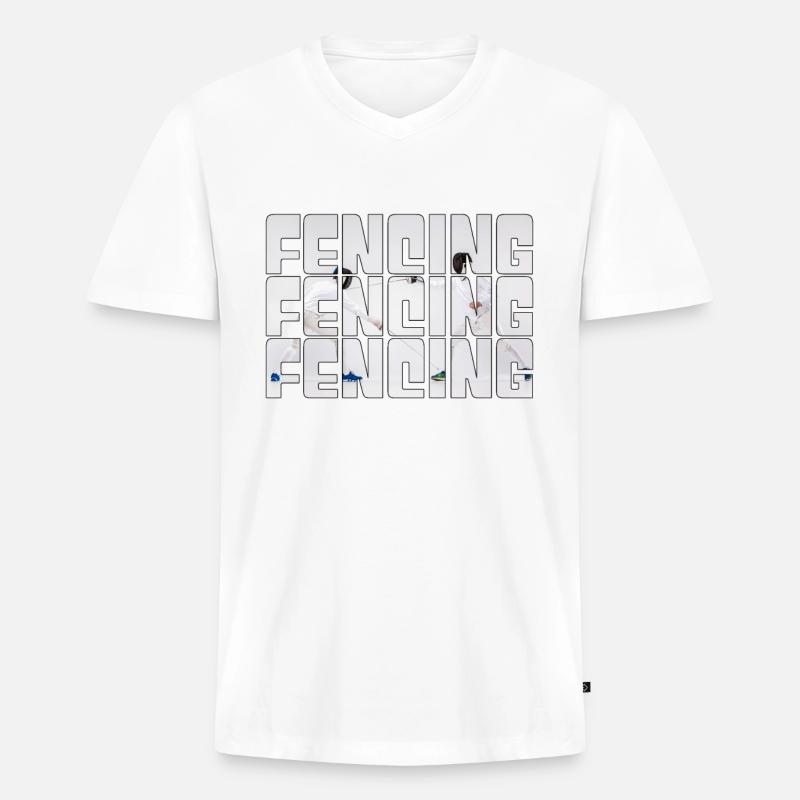 Fechten - Männer Premium Bio T-Shirt mit V-Ausschnitt - Weiß