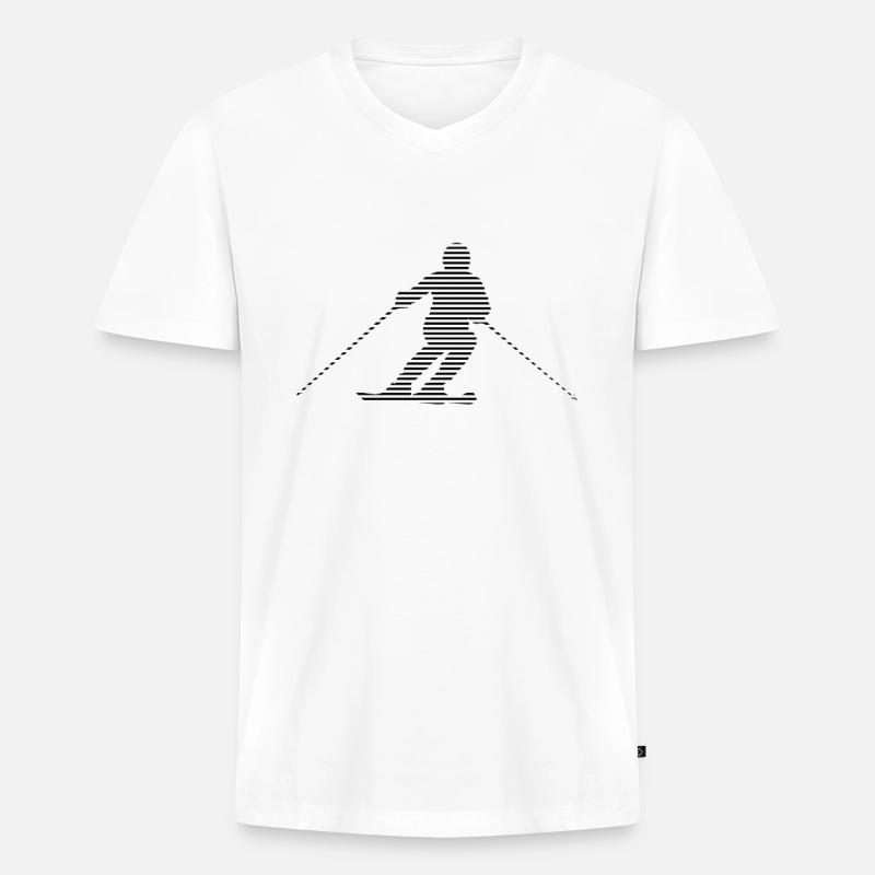 Ski - Männer Premium Bio T-Shirt mit V-Ausschnitt - Weiß