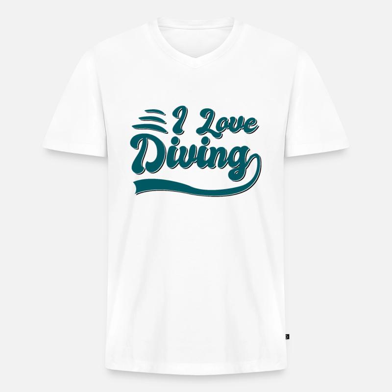 Ich liebe tauchen - Männer Premium Bio T-Shirt mit V-Ausschnitt - Weiß