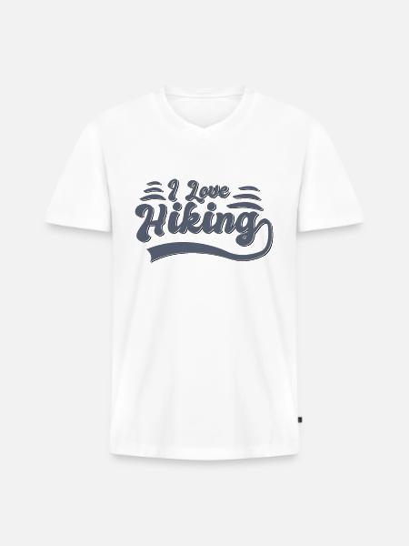 Ich liebe Wandern - Männer Premium Bio T-Shirt mit V-Ausschnitt - Weiß