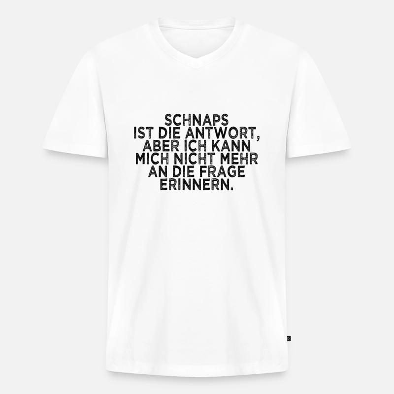 lustiger Schnaps Spruch - Männer Premium Bio T-Shirt mit V-Ausschnitt - Weiß