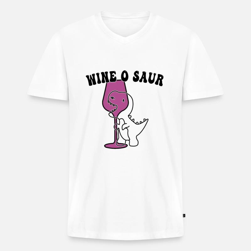 lustiger Wein Dinosaurier Spruch - Männer Premium Bio T-Shirt mit V-Ausschnitt - Weiß