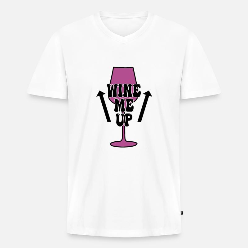 lustiger Wein Spruch - Männer Premium Bio T-Shirt mit V-Ausschnitt - Weiß