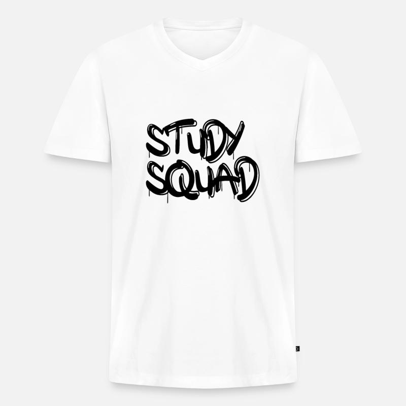 study squad - Männer Premium Bio T-Shirt mit V-Ausschnitt - Weiß