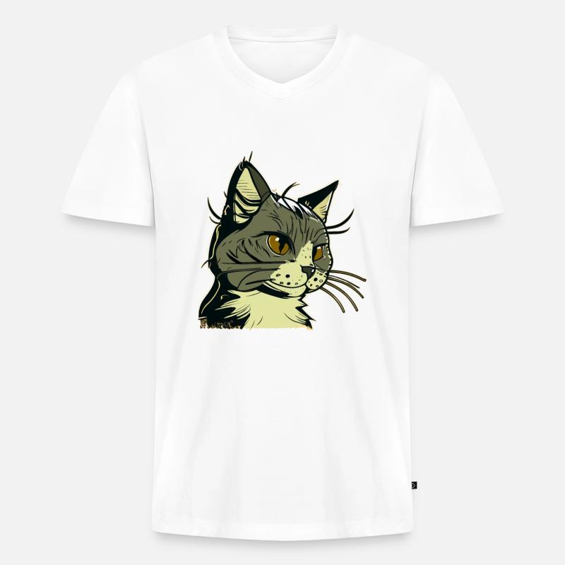 Katze im comic style - Männer Premium Bio T-Shirt mit V-Ausschnitt - Weiß
