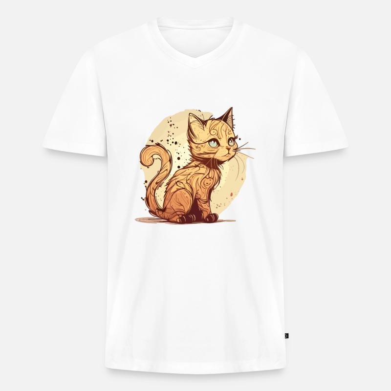 Katze im comic style - Männer Premium Bio T-Shirt mit V-Ausschnitt - Weiß