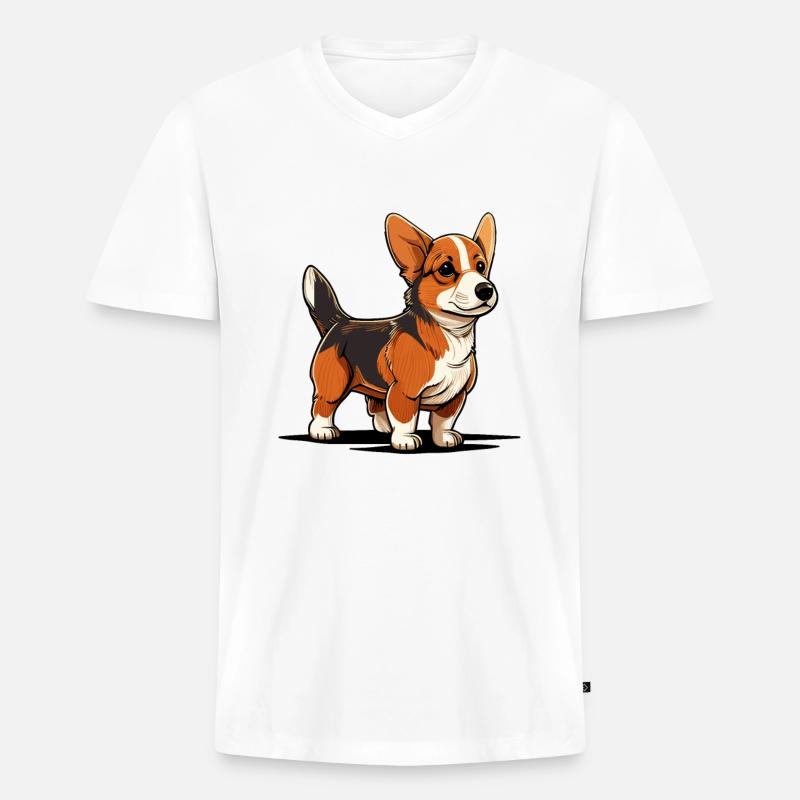 Hund im comic style - Männer Premium Bio T-Shirt mit V-Ausschnitt - Weiß