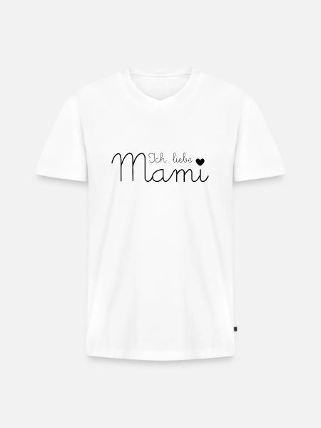 Ich liebe Mami - Männer Premium Bio T-Shirt mit V-Ausschnitt - Weiß