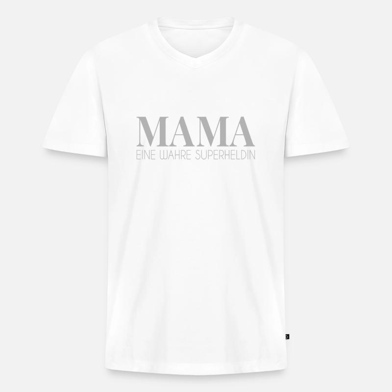 Mama Superheldin Spruch - Männer Premium Bio T-Shirt mit V-Ausschnitt - Weiß