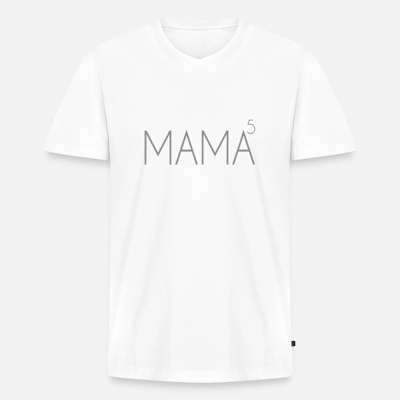 Mama von 5 Kindern - Männer Premium Bio T-Shirt mit V-Ausschnitt - Weiß