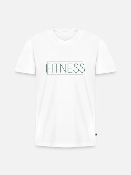 Lettrage d’aptitude - T-shirt encolure en V Premium bio Homme - blanc