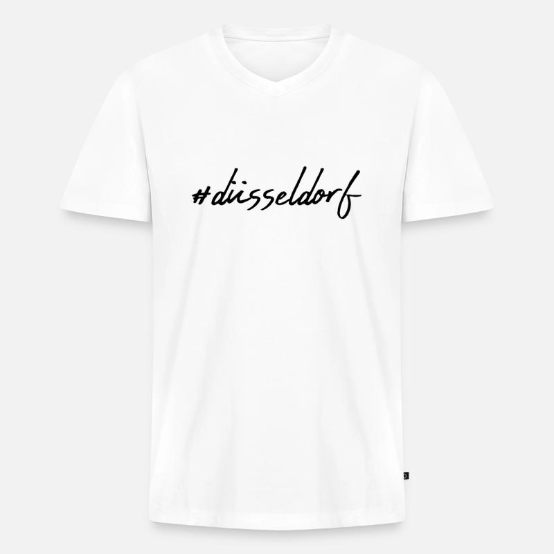 Düsseldorf - Männer Premium Bio T-Shirt mit V-Ausschnitt - Weiß
