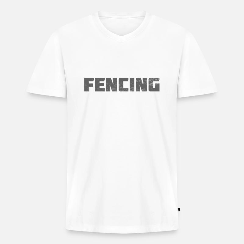 Fechten - Männer Premium Bio T-Shirt mit V-Ausschnitt - Weiß