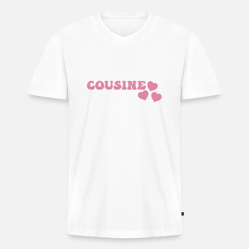 Cousine - Männer Premium Bio T-Shirt mit V-Ausschnitt - Weiß
