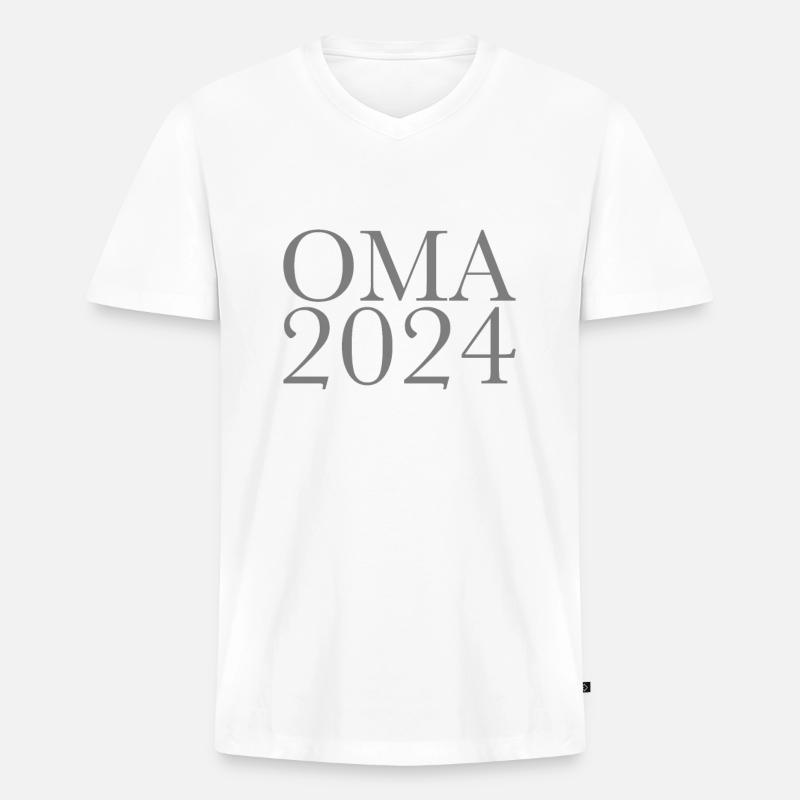 Oma 2024 - Männer Premium Bio T-Shirt mit V-Ausschnitt - Weiß
