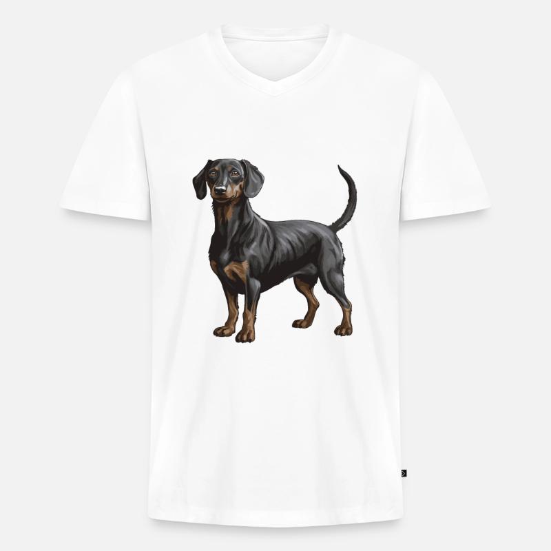 Dachshund Tier Dackel - Männer Premium Bio T-Shirt mit V-Ausschnitt - Weiß