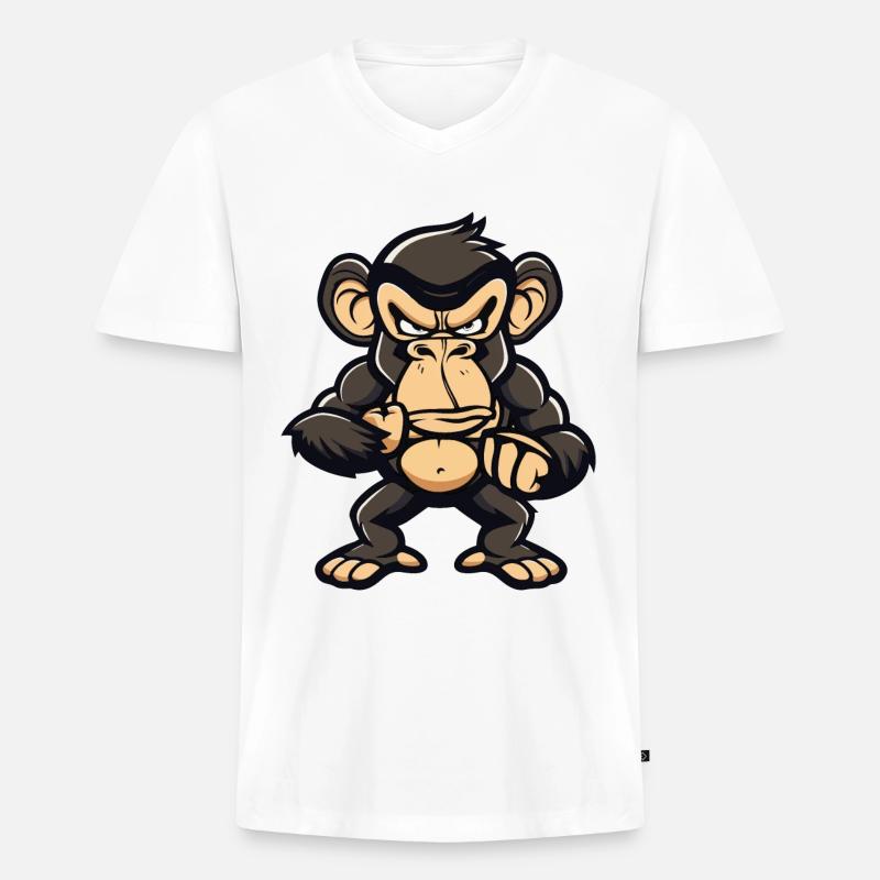 Affe Comic - Männer Premium Bio T-Shirt mit V-Ausschnitt - Weiß