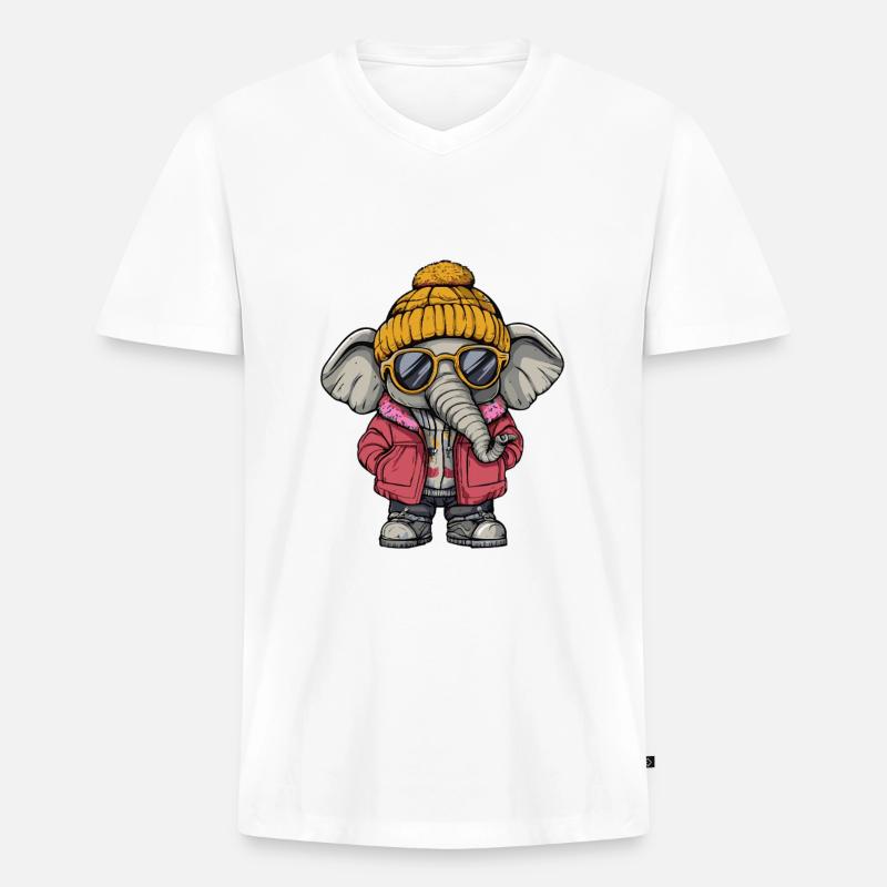 Mammut Cool Comic - Männer Premium Bio T-Shirt mit V-Ausschnitt - Weiß