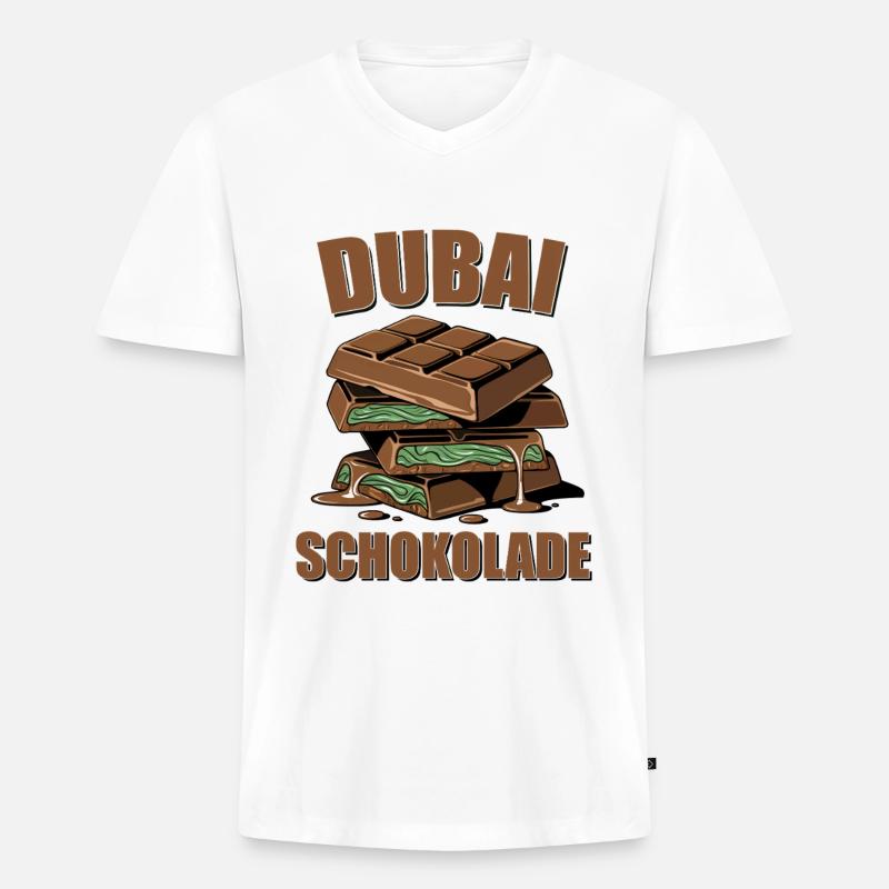 Dubai Schokolade - Männer Premium Bio T-Shirt mit V-Ausschnitt - Weiß