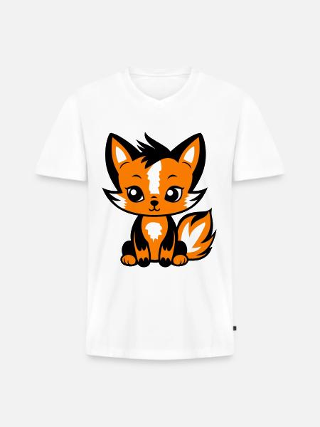 Fuchs Tier Baby - Männer Premium Bio T-Shirt mit V-Ausschnitt - Weiß