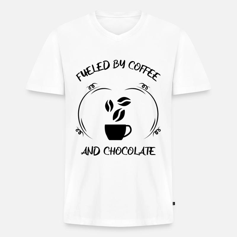Kaffee Espresso Käffchen & Schokolade - Männer Premium Bio T-Shirt mit V-Ausschnitt - Weiß