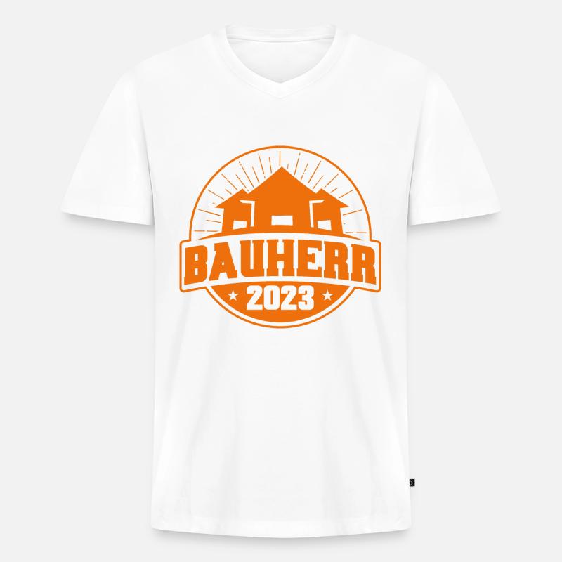 Bauherr 2023 Bauherr Geschenk - Männer Premium Bio T-Shirt mit V-Ausschnitt - Weiß