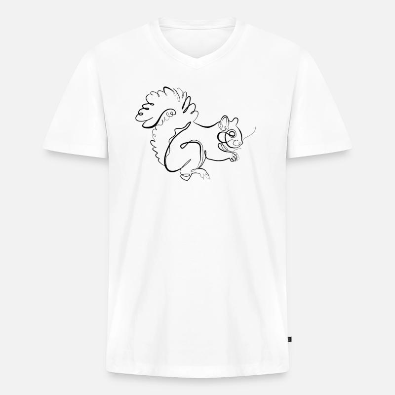 Eichhörnchen - one line drawing - Männer Premium Bio T-Shirt mit V-Ausschnitt - Weiß