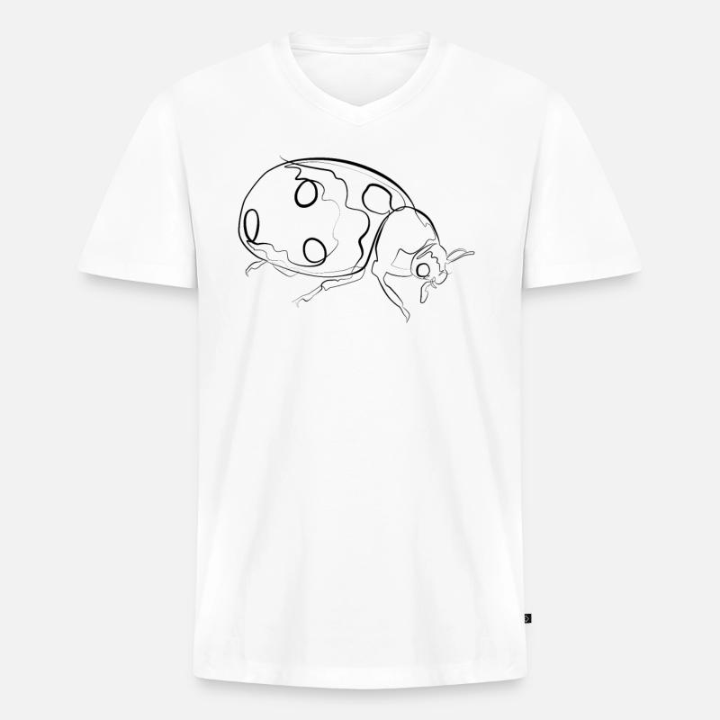 Marienkäfer - one line drawing - Männer Premium Bio T-Shirt mit V-Ausschnitt - Weiß