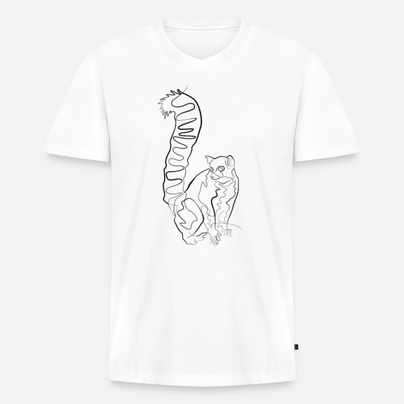 Lemur Madagaskar - one line drawing - Männer Premium Bio T-Shirt mit V-Ausschnitt - Weiß