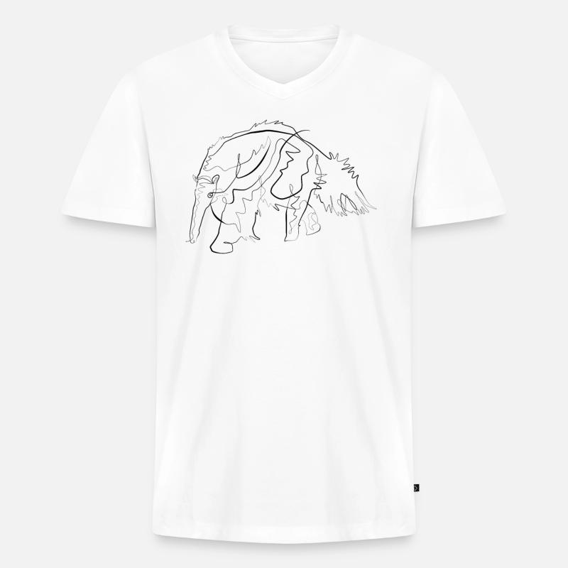 Ameisenbär - one line drawing - Männer Premium Bio T-Shirt mit V-Ausschnitt - Weiß