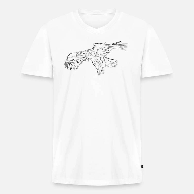 Adler Vogel - one line drawing - Männer Premium Bio T-Shirt mit V-Ausschnitt - Weiß