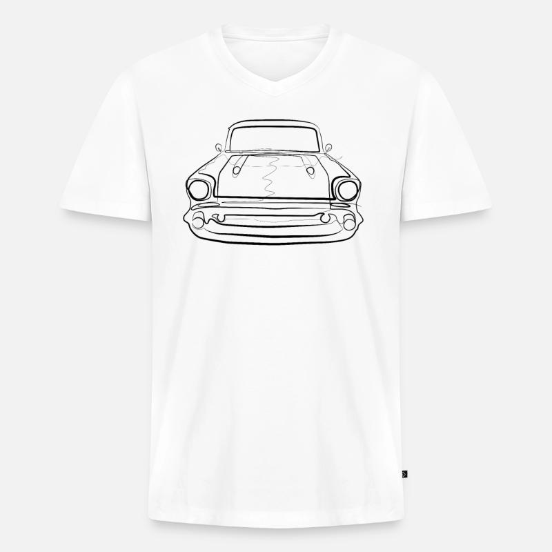 Oldtimer - one line drawing - Männer Premium Bio T-Shirt mit V-Ausschnitt - Weiß